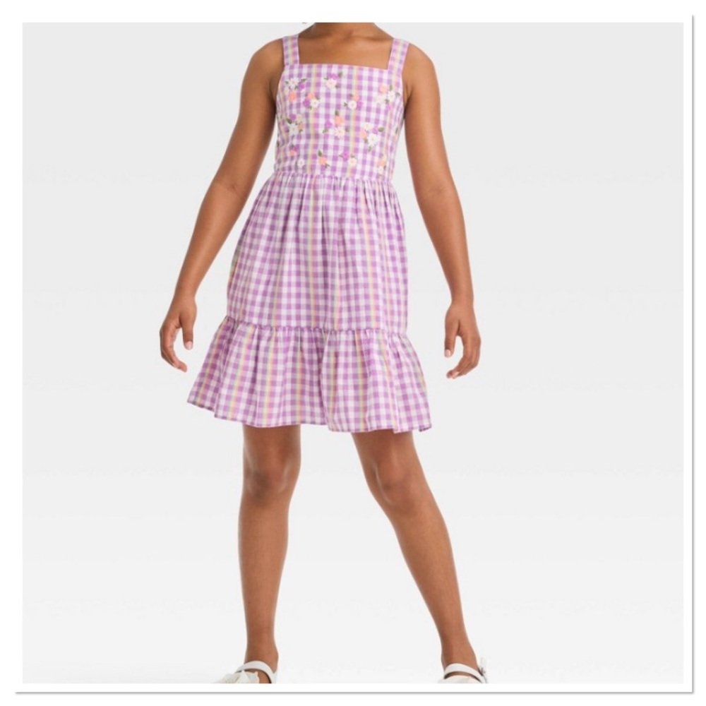 Girls Sleeveless Embroidered Gingham Woven Dress Cat & Jack
